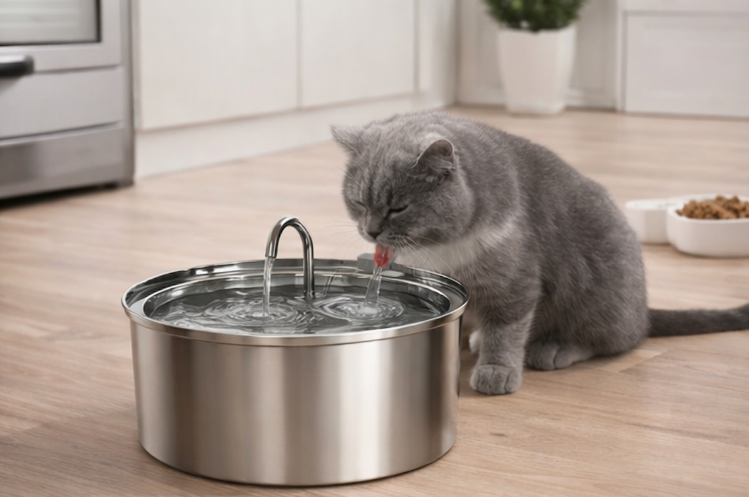 Fontaine à eau automatique silencieuse en acier inoxydable