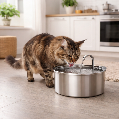 Fontaine à eau automatique silencieuse en acier inoxydable