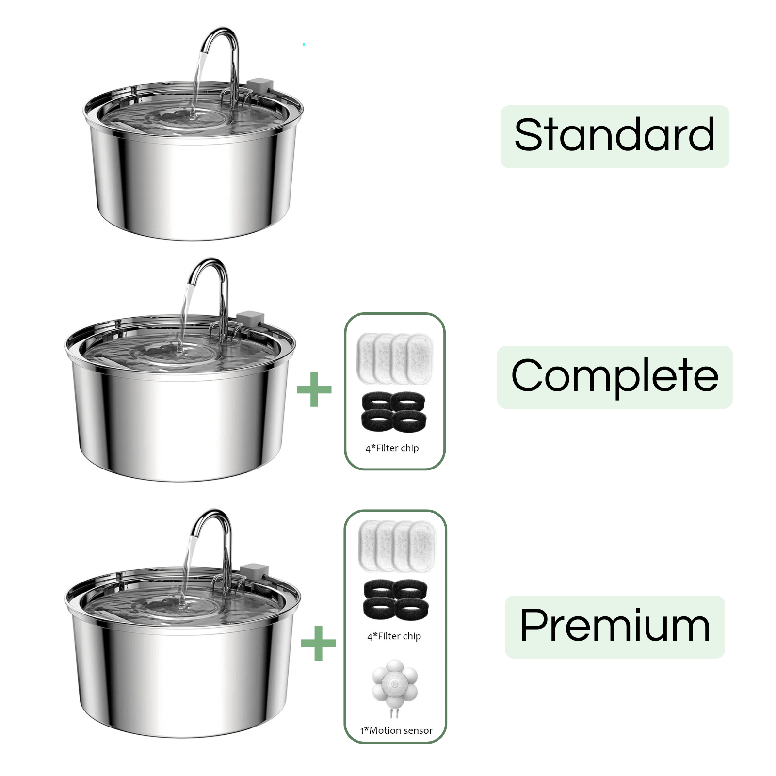 Fontaine à eau automatique silencieuse en acier inoxydable